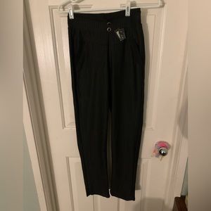 Black and white striped women slacks